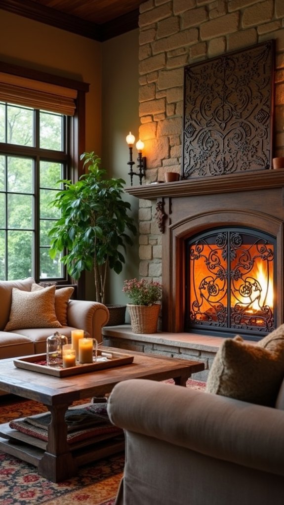 artistic and functional fireplace screen
