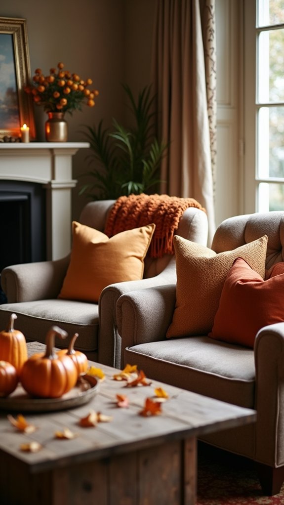 autumn themed decorative pillows