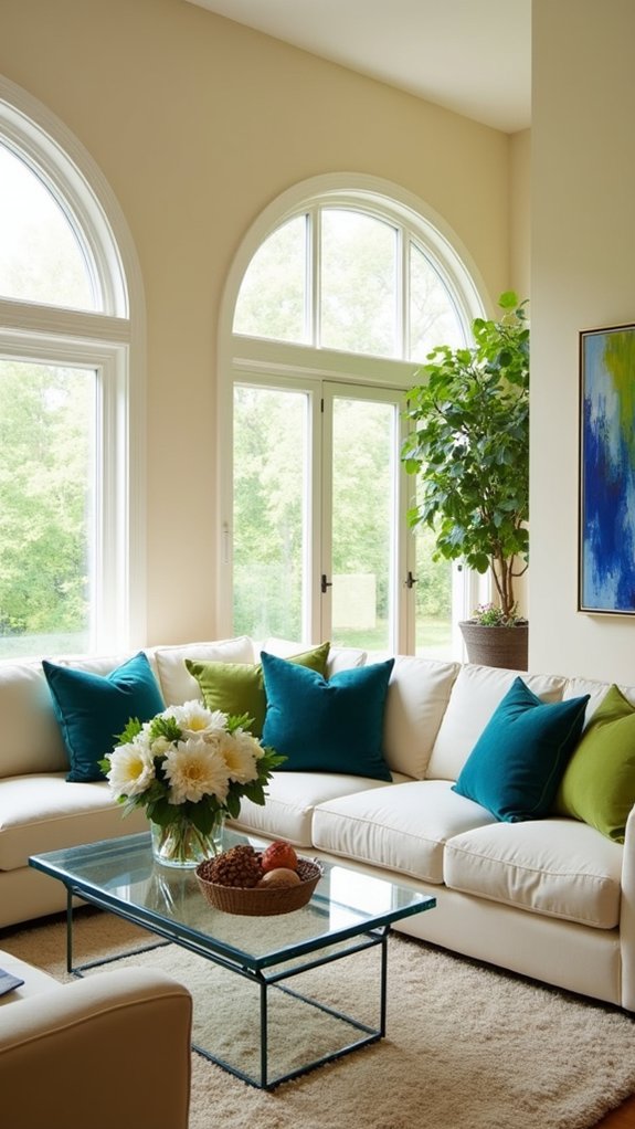 bold colors enhance beige