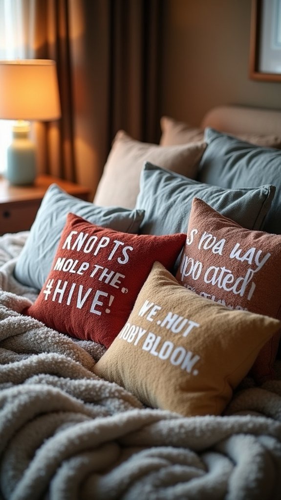 bold graphic typography pillows
