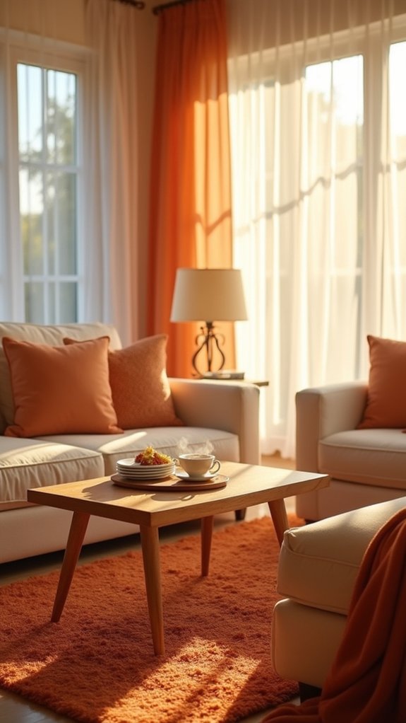 bright apricot decor accents
