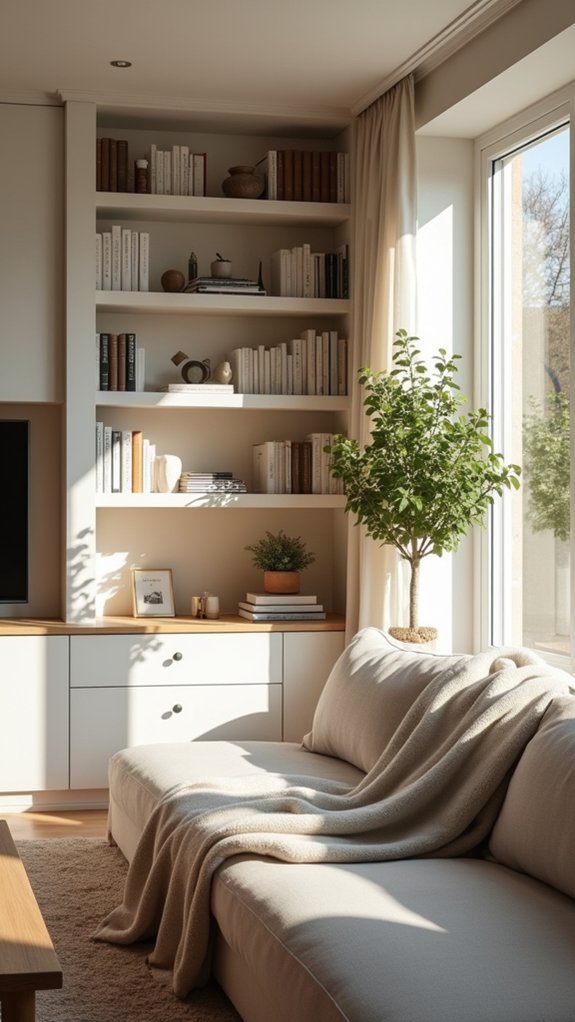 built in shelving enhances space