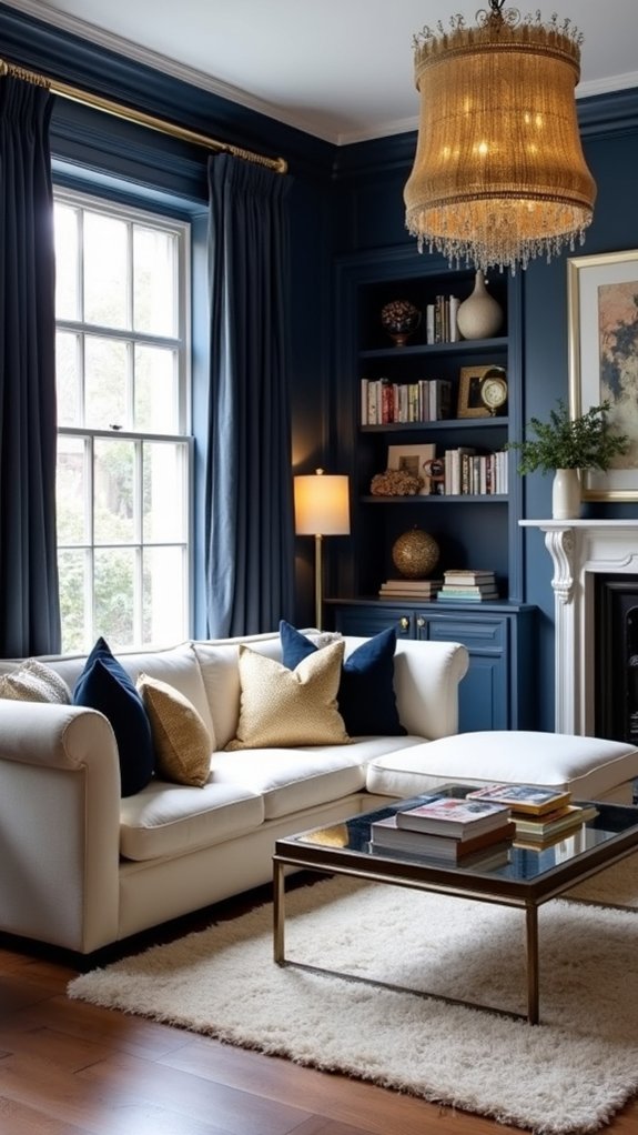 chic navy window treatments