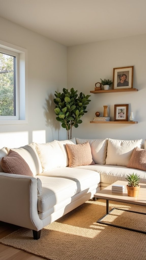 clutter free cozy living room
