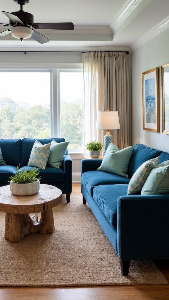 coastal navy and sea tones