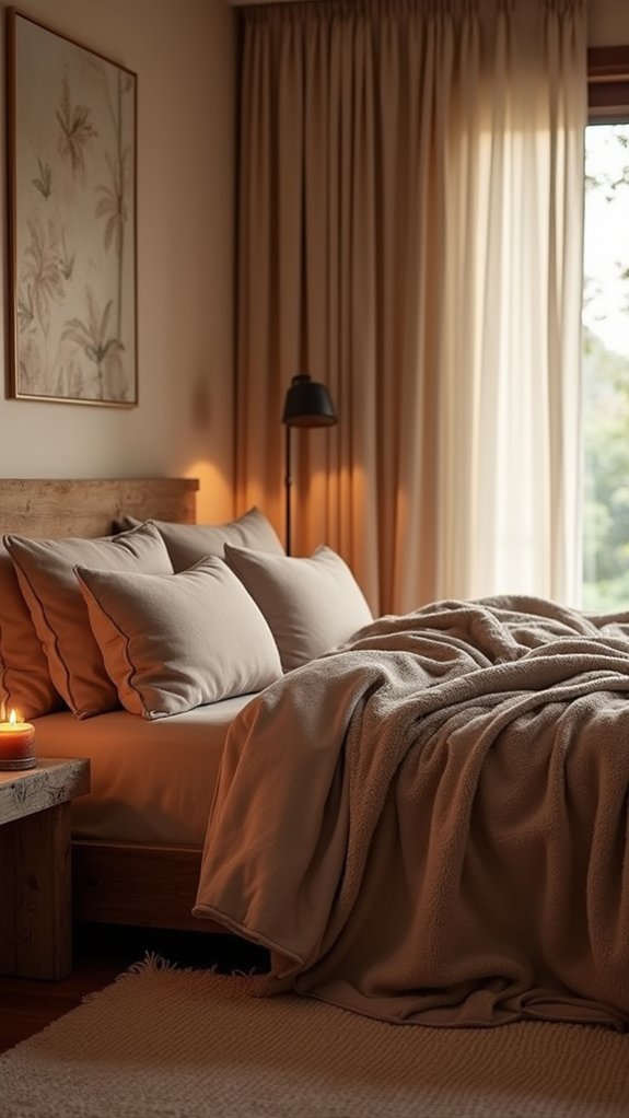cozy bedroom textile layering