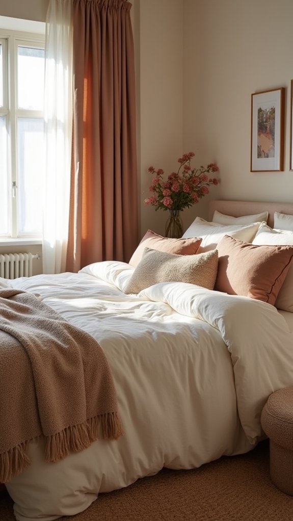 cozy bedroom with textiles