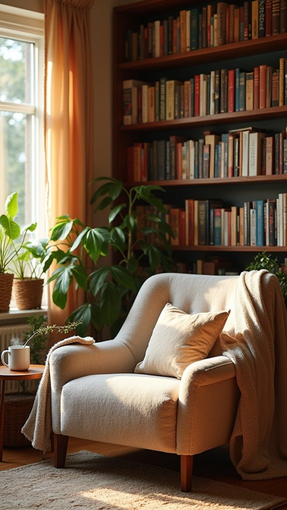 cozy bookshelf wall design