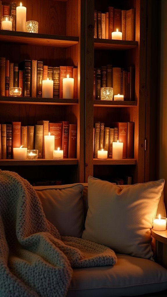 cozy candlelit reading nook