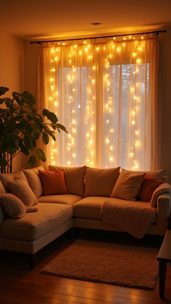 cozy ceiling string lights