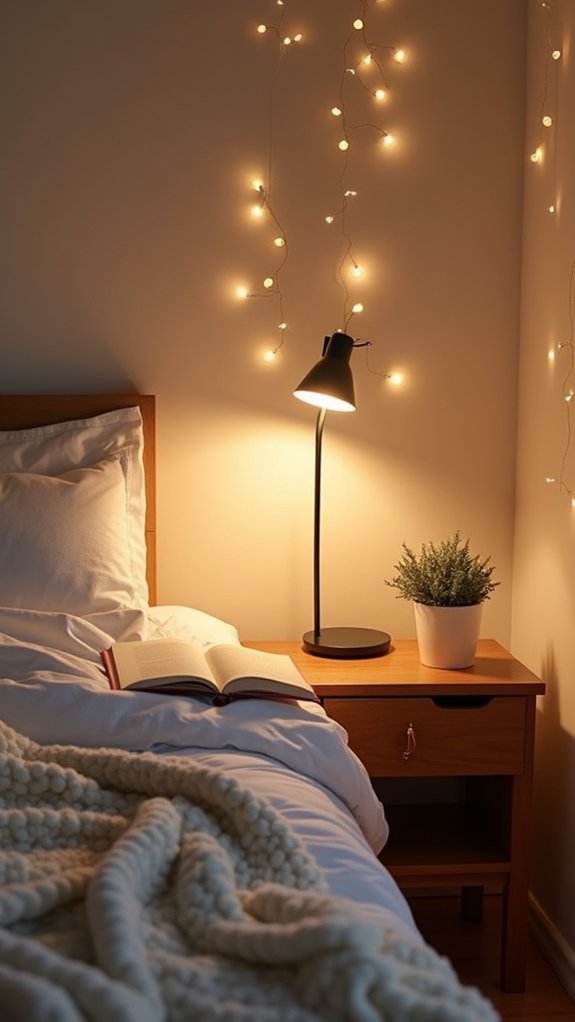 cozy clutter free bedside table