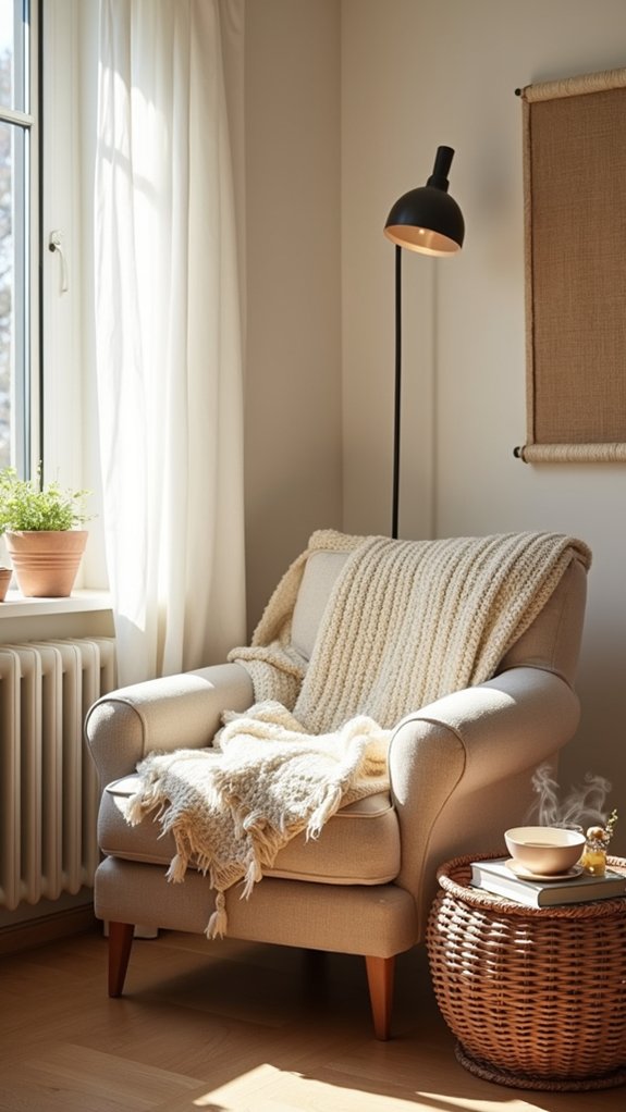 cozy corner reading setup
