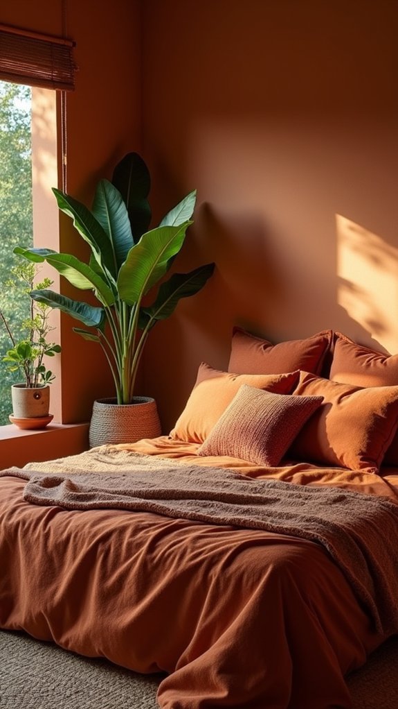cozy earthy terracotta bedding