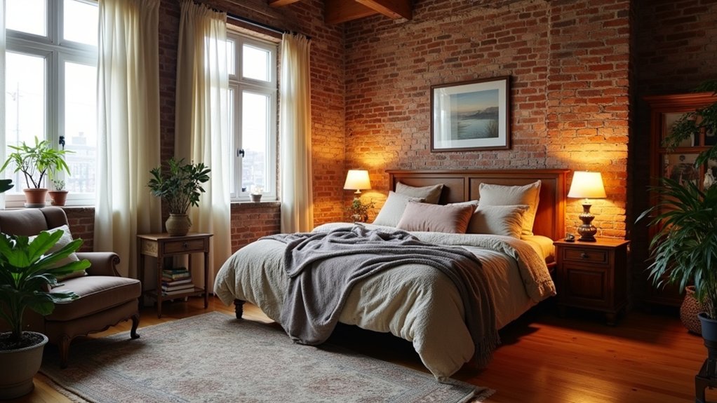 cozy exposed brick bedrooms