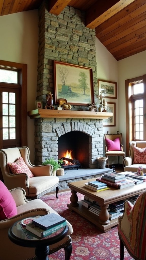 cozy fireplace seating arrangement