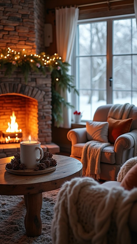 cozy fireplace winter retreat