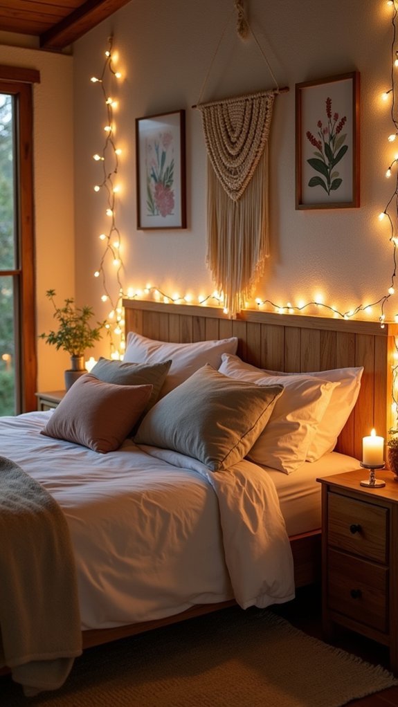 cozy illuminated bedroom ambiance