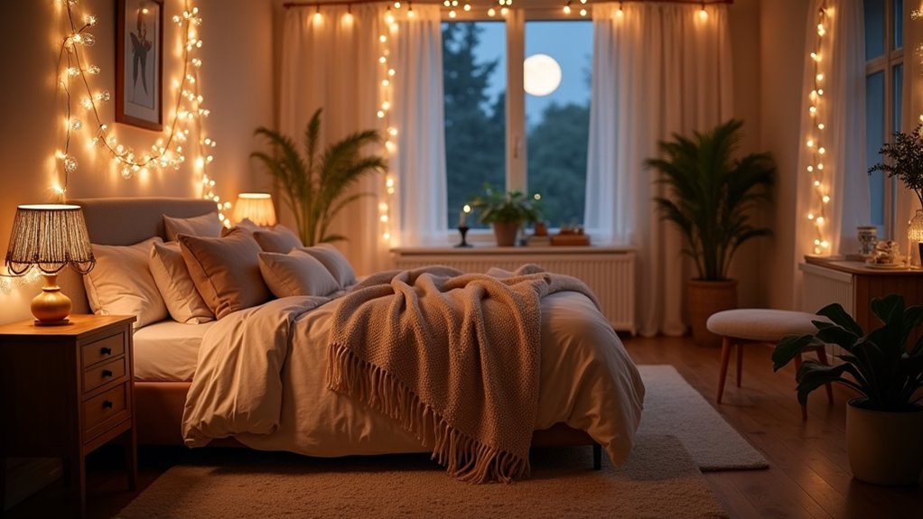 cozy illuminated bedroom spaces