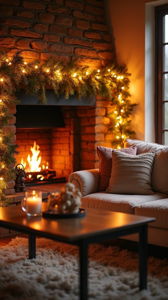 cozy illuminated mantel decor