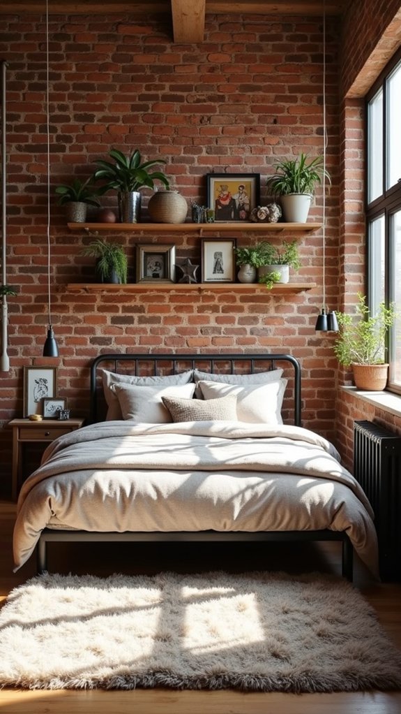 cozy industrial chic bedroom
