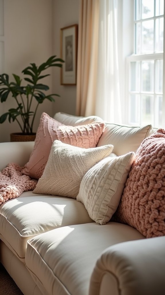 cozy knitted pillow decor