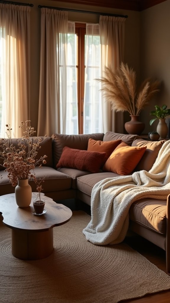 cozy layered brown textiles