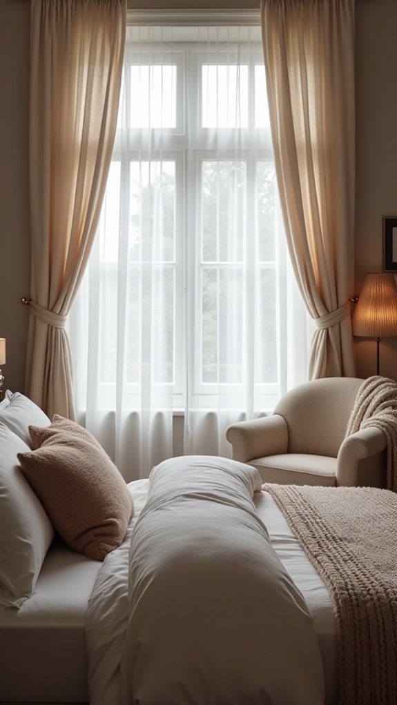 cozy layered window treatments