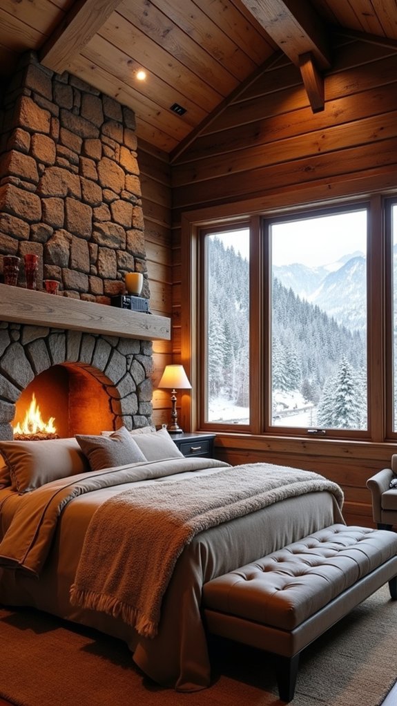 cozy mountain retreat fireplace