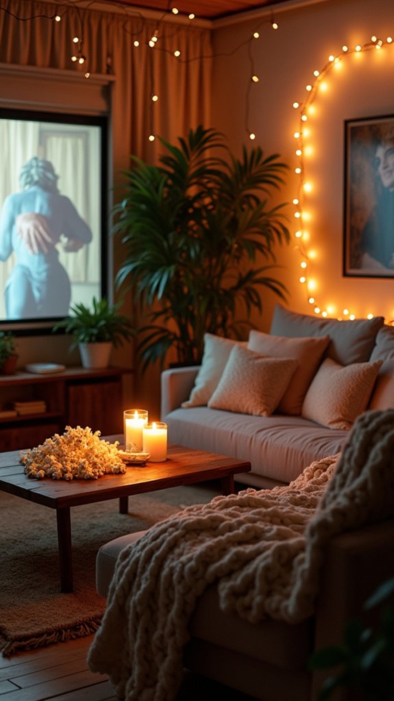 cozy movie night setup