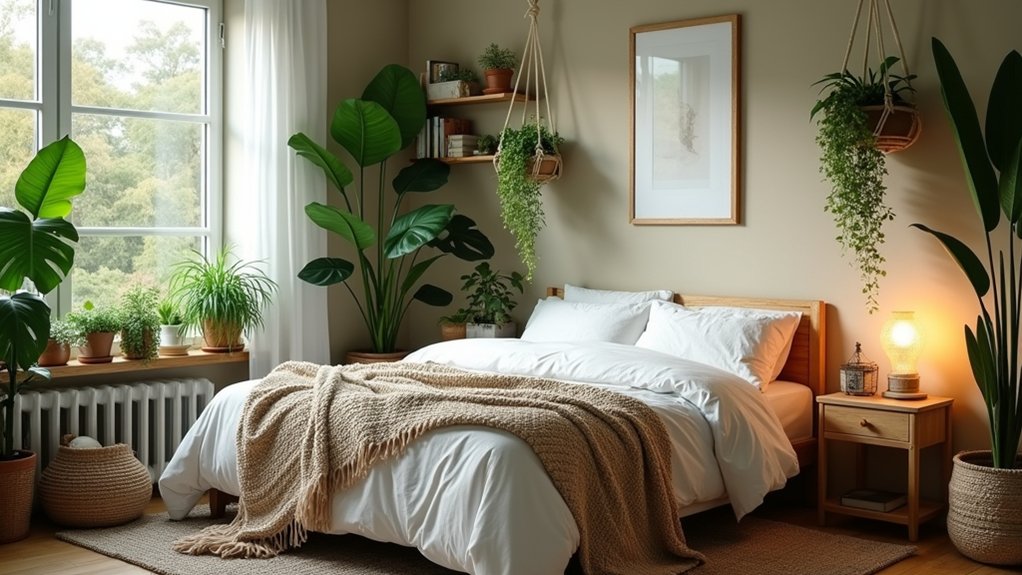 cozy plant filled bedroom designs