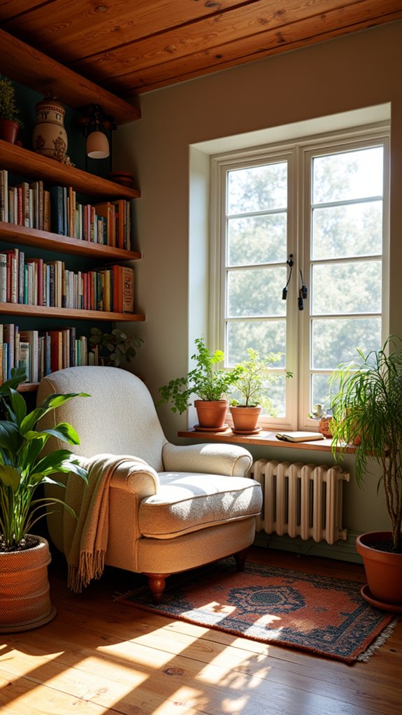 cozy reading nook created