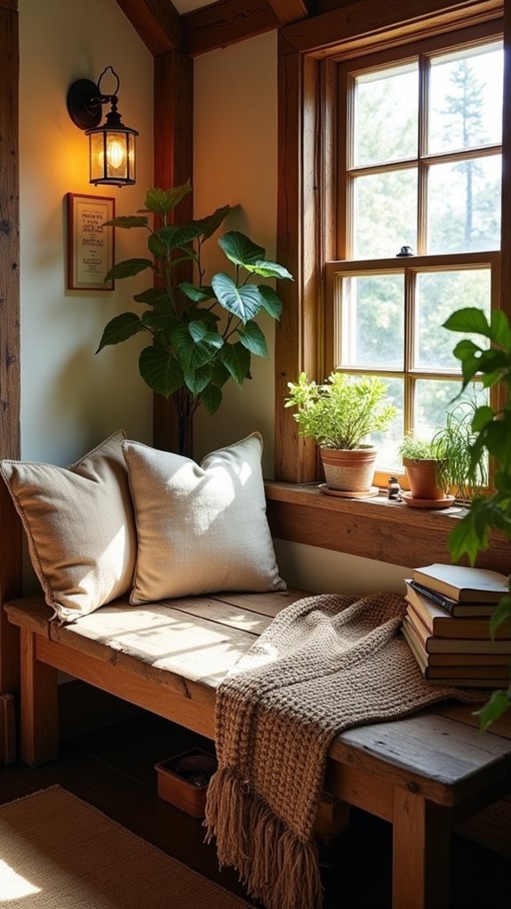 cozy rustic reading nook