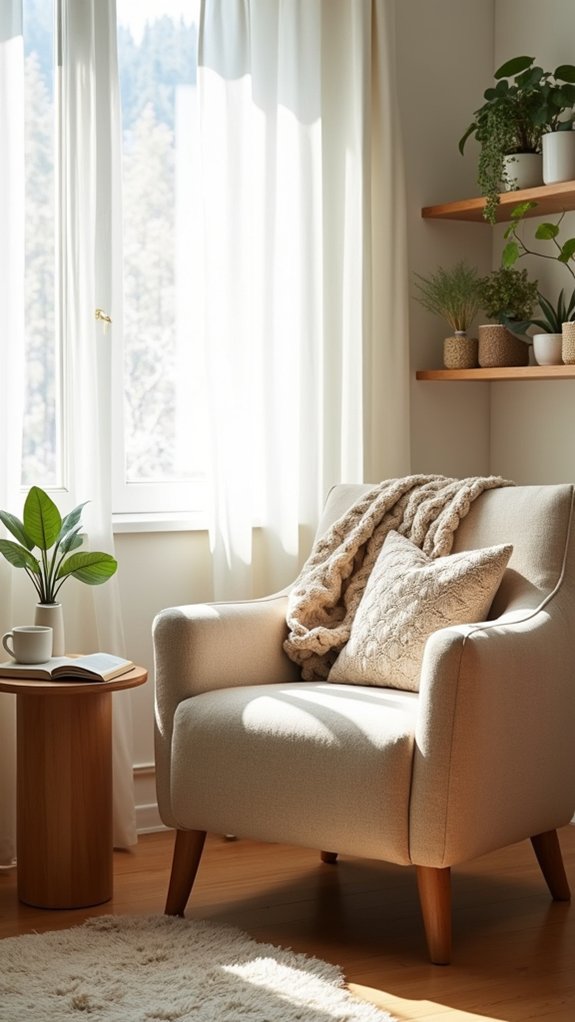 cozy scandinavian reading nook
