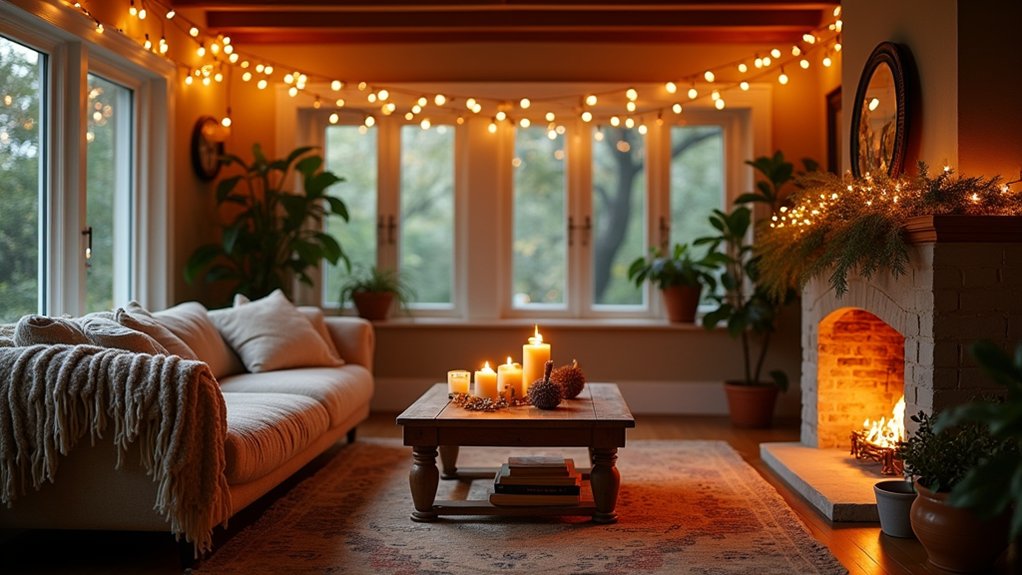 cozy string light decor