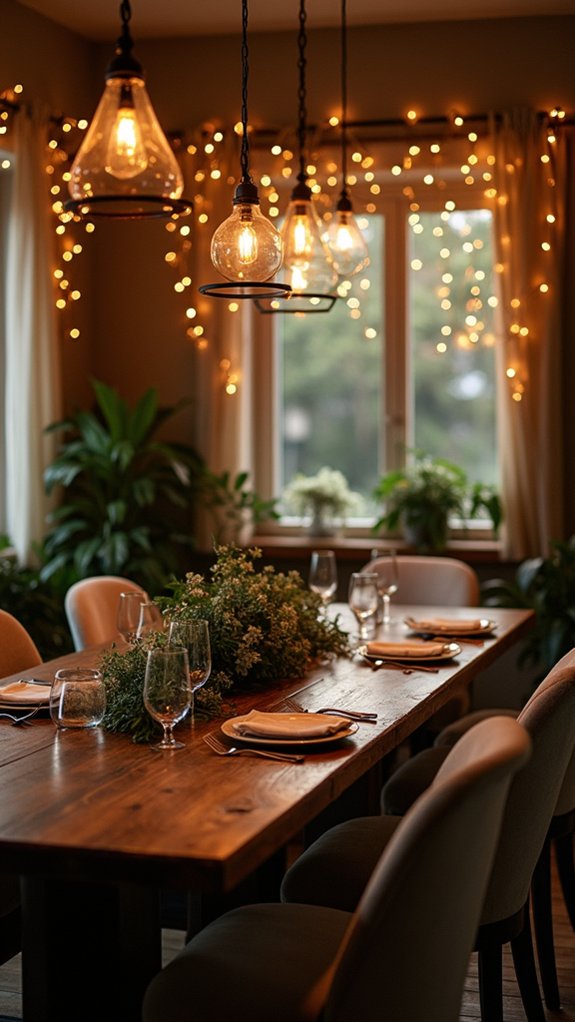 cozy string lights ambiance
