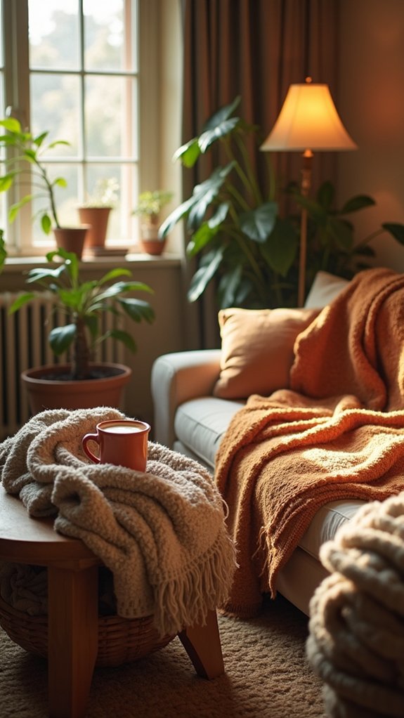 cozy throw blanket layering