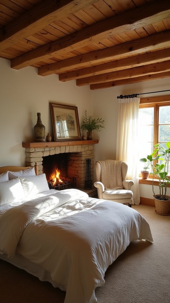 cozy vintage fireplace nook