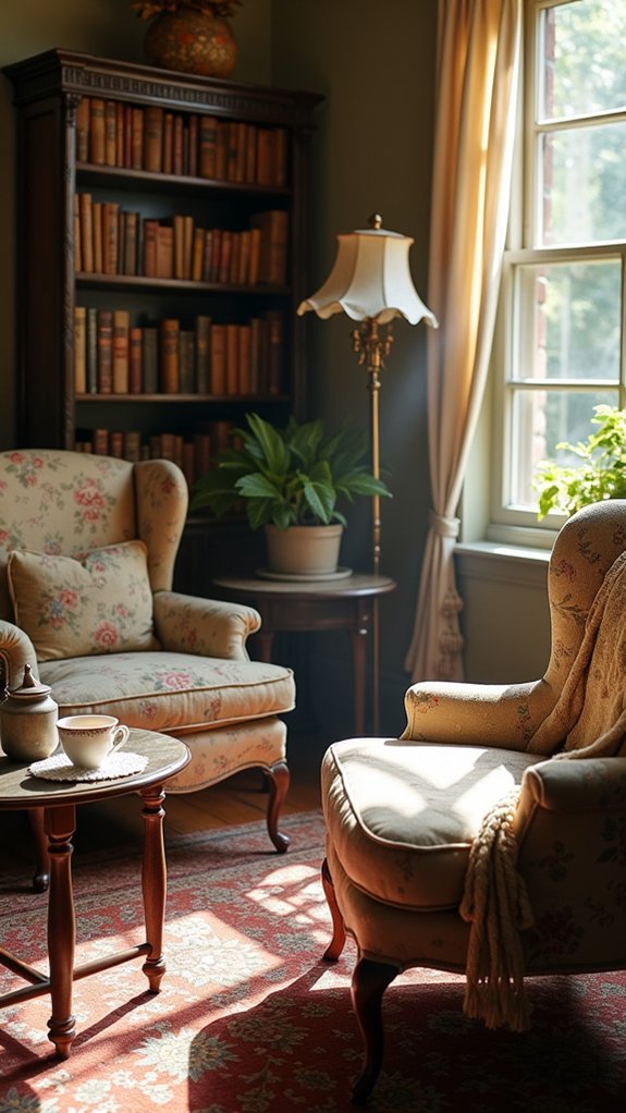 cozy vintage reading nook