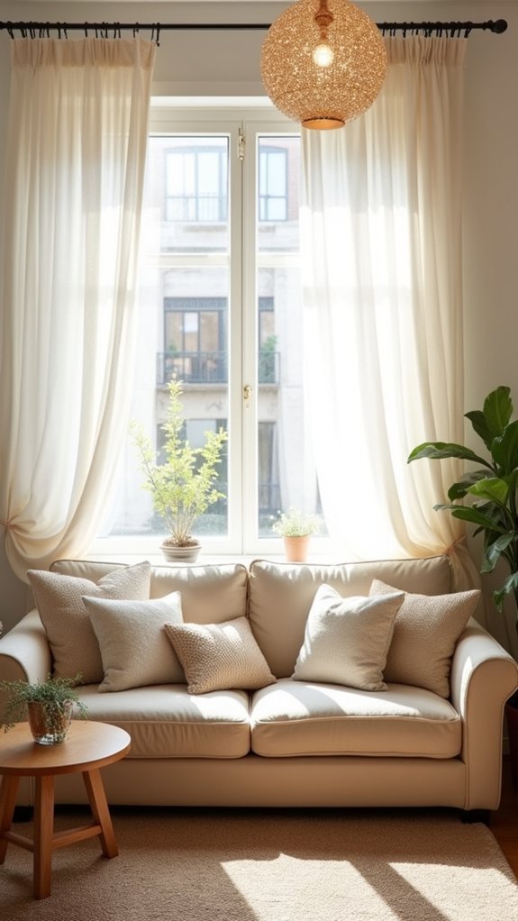 curtains create distinct spaces