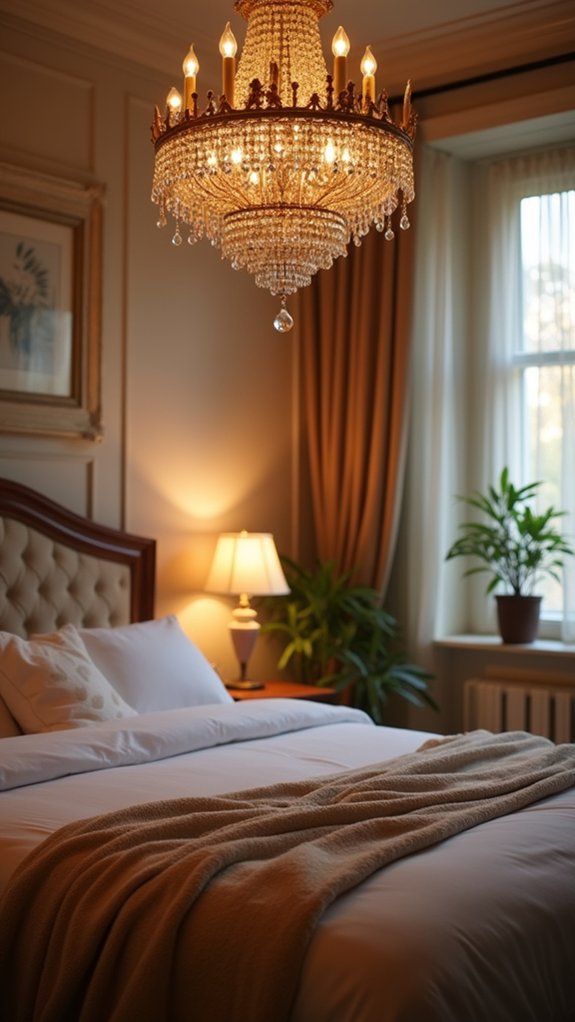 elevate bedroom with chandelier