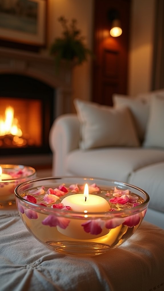 floating candles with petals
