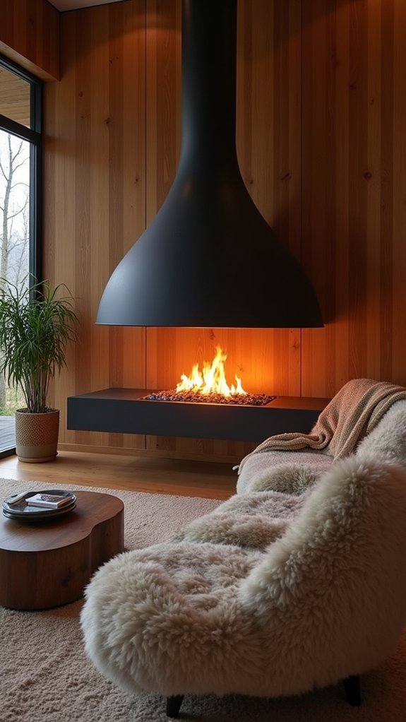 floating fireplace design elegance