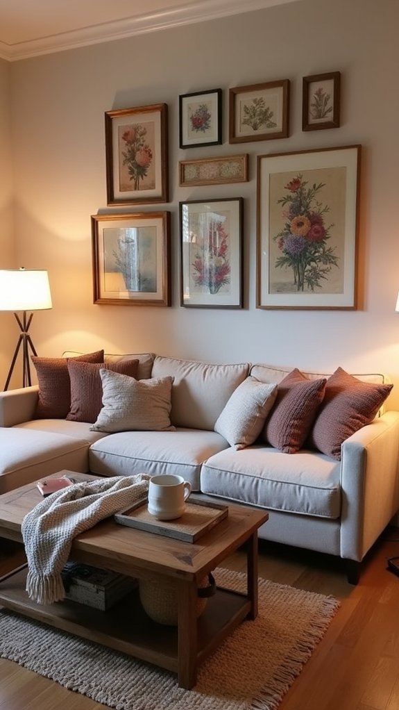 gallery wall enhances seating
