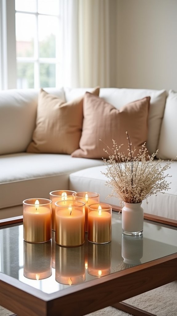 glamorous candlelit living room