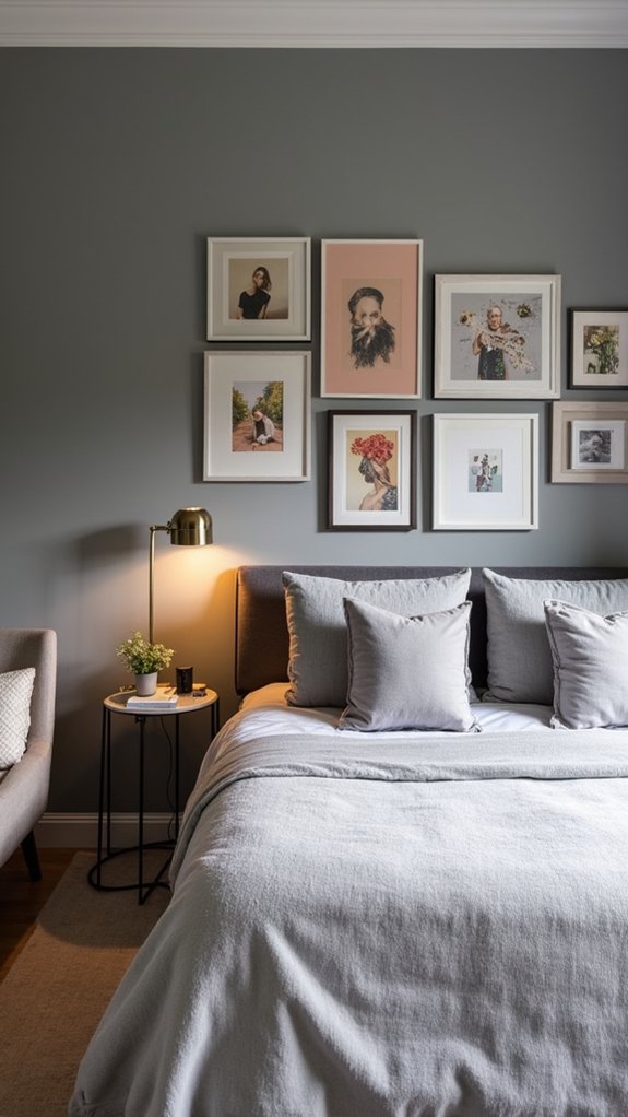 grey wall with artwork