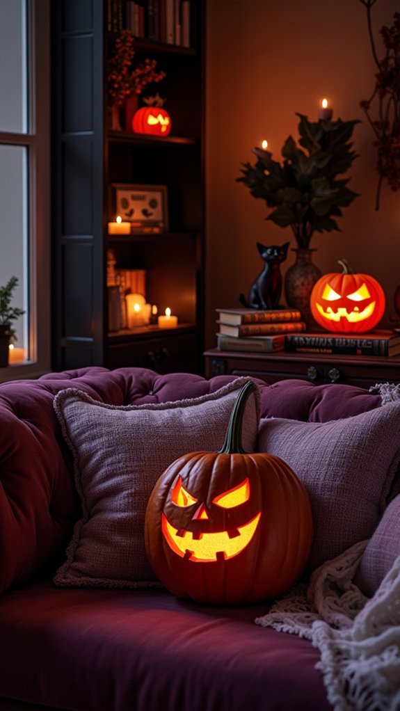haunted halloween bookshelf display