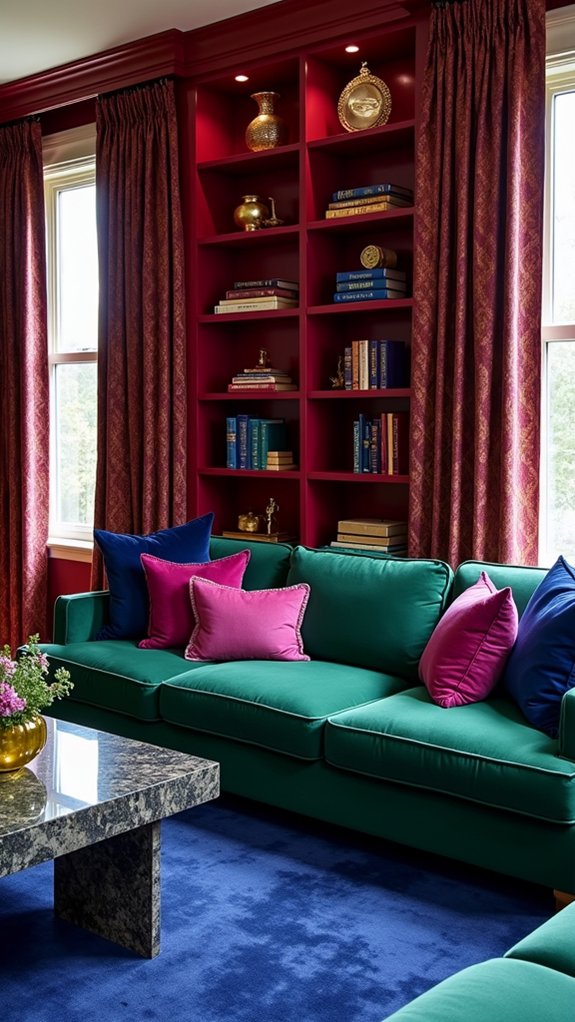 jewel tone bookcase aesthetic