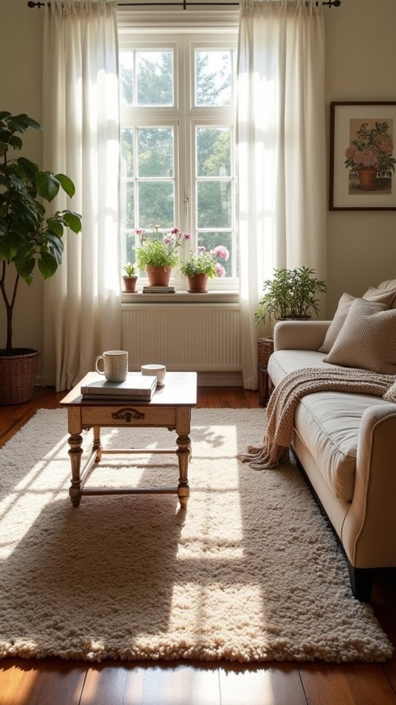 layered area rugs enhance coziness