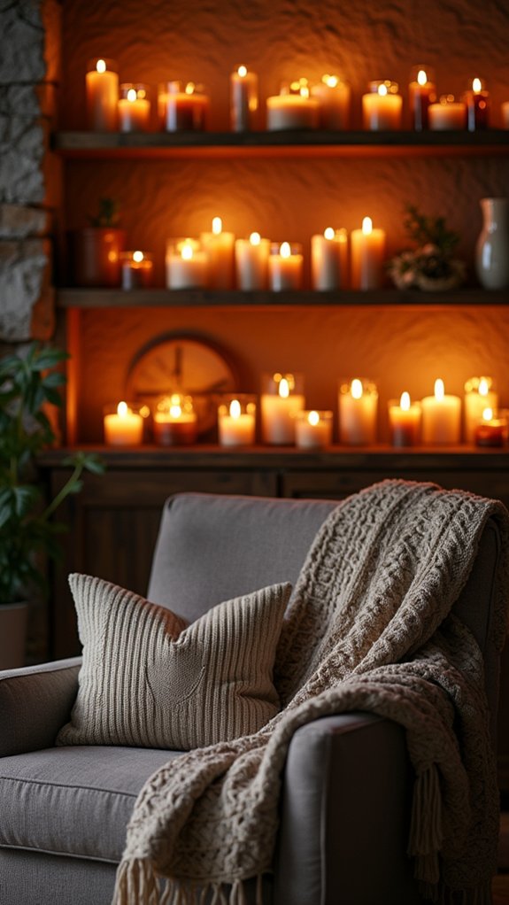 layered candle shelf displays