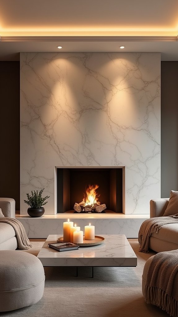 luxurious marble hearth focal point